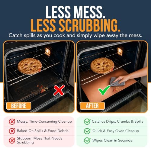 Oven Liners for Bottom of Oven - 3 Pack Large Heavy Duty Mats, 16.25”x23” NonStick Reusable Liner for Electric, Gas, Toaster Grills - BPA & PFOA Free Kitchen Accessory to Keep Appliance Clean (Copper) - Image 5
