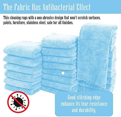 Sunny zzzZZ 24 Pack Kitchen Dishcloths - Does Not Shed Fluff - Reusable Dish Towels, Dish Cloths, Super Absorbent Coral Fleece Cleaning Cloths, Fast Drying, 10 x 20 Inch (Aquamarine) - Image 3