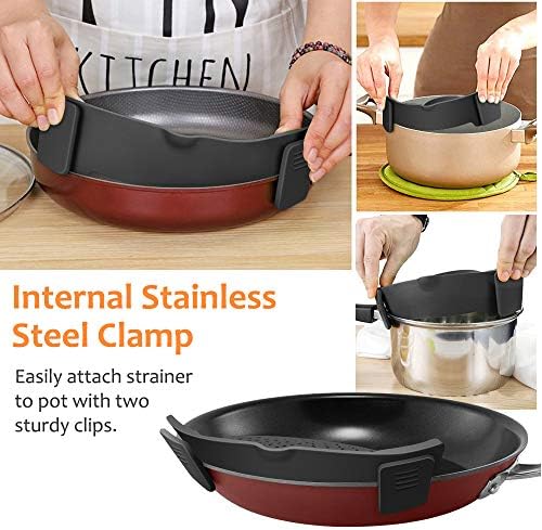 YEVIOR Clip on Strainer for Pots Pan Pasta,Silicone Food Pan Strainer - Image 5
