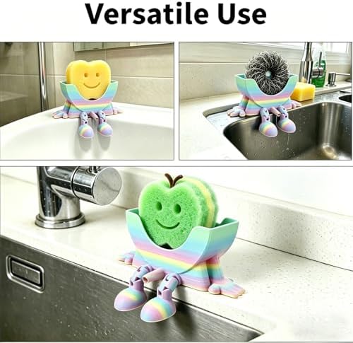 Creative Drainage Sponge Holder: Traceless Glue, 3D Printed Funny Kitchen Sink Holder, Keeps Sponge Dry – for Scrub Daddy (1, Gradient Random) - Image 7