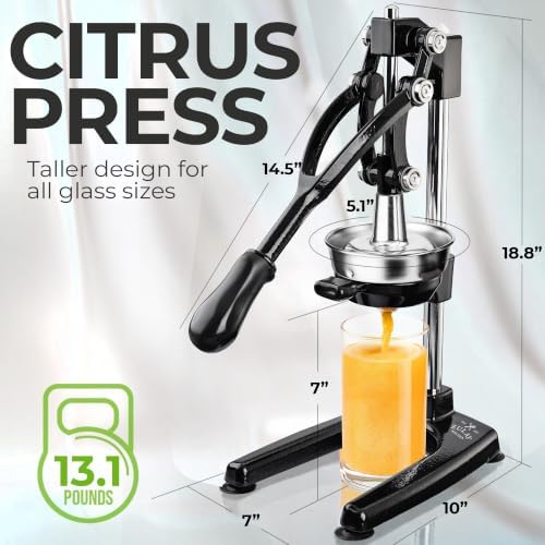Zulay Kitchen Cast Iron Juicer 9 in 1 Metal Presser, Citrus Squeezer, Black - Image 5
