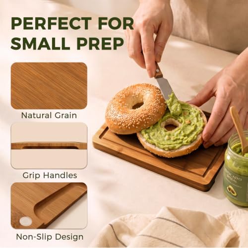Kikcoin 9"×6" Small Bamboo Cutting Board with Handle, Deep-Carbonized - Image 6