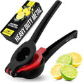 Zulay Kitchen Metal 2-in-1 Lemon Squeezer - Sturdy Max Extraction Hand Juicer Lemon Squeezer Gets Every Last Drop - Easy to Clean Manual Citrus Juicer - Easy-Use Lemon Juicer Squeezer - Black/Red by ZulayKitchen
