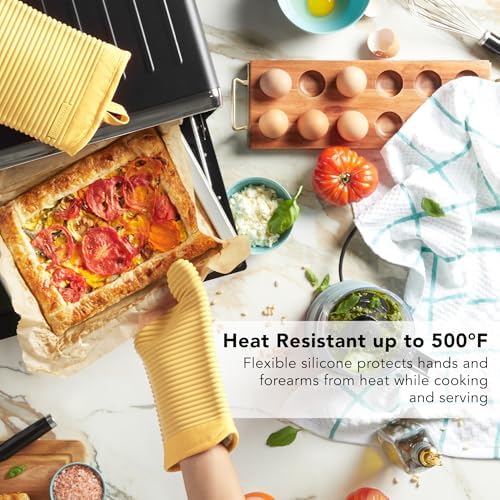 KITCHENAID Ribbed Soft Silicone Oven Mitt 2-Pack Set, 7.5"x13", Butter Yellow - Image 4