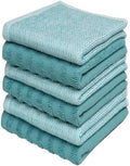 Bumble Premium Dish Cloths 13"x13" (6 Pack) | 100% Natural Ring Spun Cotton | 400 GSM | Highly Absorbent & Soft |Yarn Dyed & Solid Dyed Terry Dish Cloth Set - Aqua by BumbleTowels