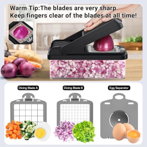 15-in-1 Vegetable Chopper with 10 Blades, Food Veggie Cutter, Gray - Image 5