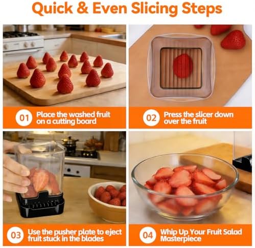 Strawberry Slicer Cup, Fruit Cutter – Quick-Slice, Meal Prep, Black 2-Pack - Image 4
