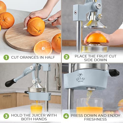 Zulay Kitchen Cast Iron Juicer, Orange Manual Juicer, Citrus Press, Lilac - Image 4