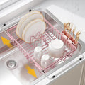 JASIWAY Pink Dish Drying Rack Over the Sink with Utensil Holder by JASIWAY
