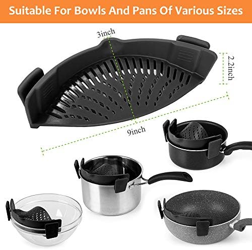 YEVIOR Clip on Strainer for Pots Pan Pasta,Silicone Food Pan Strainer - Image 3