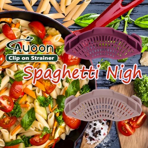 AUOON Clip On Strainer Silicone for Pots, Standard 8.86 x 3.55in, Cherry - Image 4