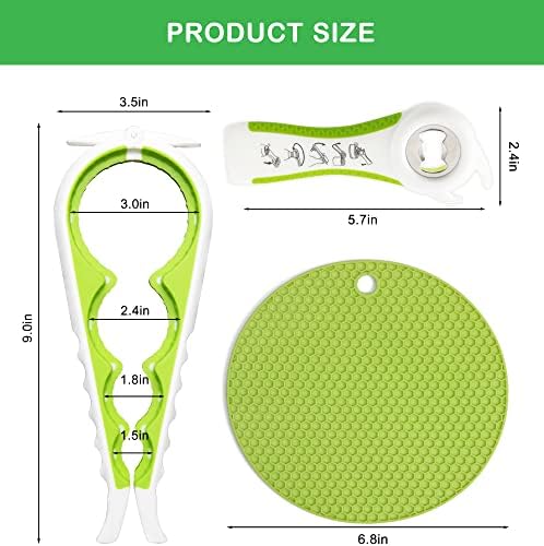 Jar Opener for Weak Hands, Seniors with Arthritis, 5 in 1 Multi Function Bottle Opener Lid Opener For Arthritic Hands with Non Slip Rubber Jar opener Gripper Pad(green) - Image 6