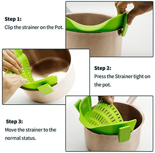 AUOON Clip On Strainer for Pots, Standard 8.86 x 3.55 in, Green - Image 6