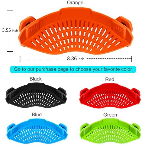 AUOON Clip On Strainer for Pots, Standard 8.86 x 3.55 in, Orange - Image 2