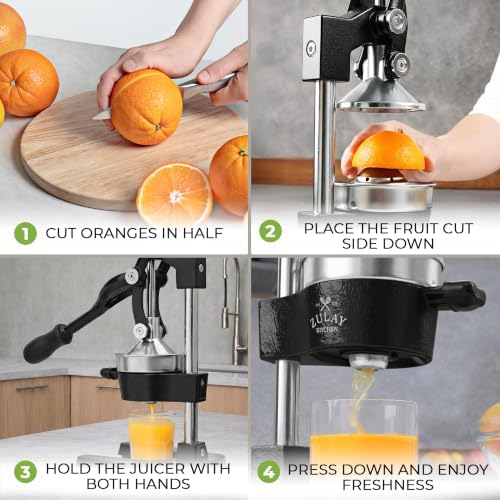 Zulay Kitchen Cast Iron Juicer, Orange Manual Juicer, Citrus Press, Black - Image 5