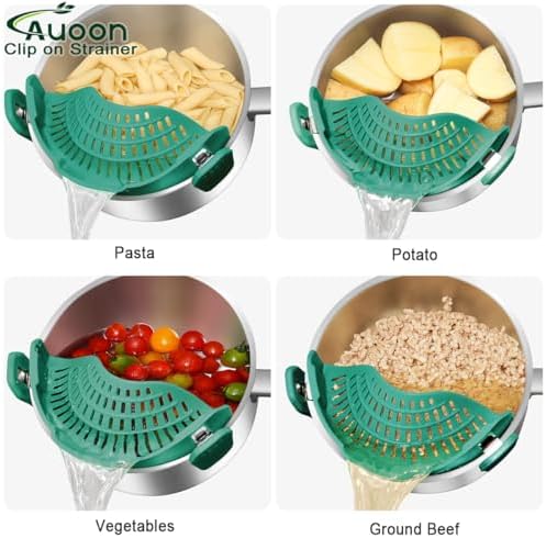 AUOON Pot Strainer Clip on Silicone, Large 10.45 x 4.33 in, Sea Blue - Image 5