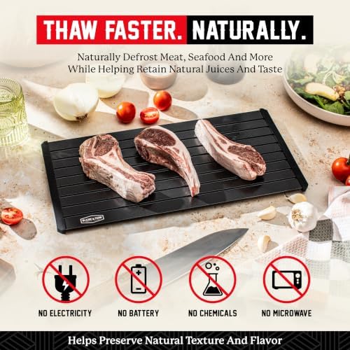 BLAZIN' THAW Defrosting Tray for Frozen Meat | 16" Family-Size | Aluminium Plate for Thawing Frozen Food | Natural Thawing Process | No Microwaves, No Cold/Warm Water Required | - Image 4