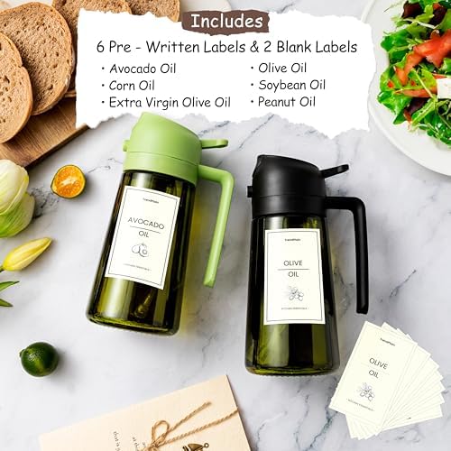 TrendPlain - Original 16oz/470ml Olive Oil Dispenser Bottle for Kitchen Gadgets and Air Fryer Accessories - Olive Oil Sprayer for Cooking w/Stickers - Yellow - Image 2