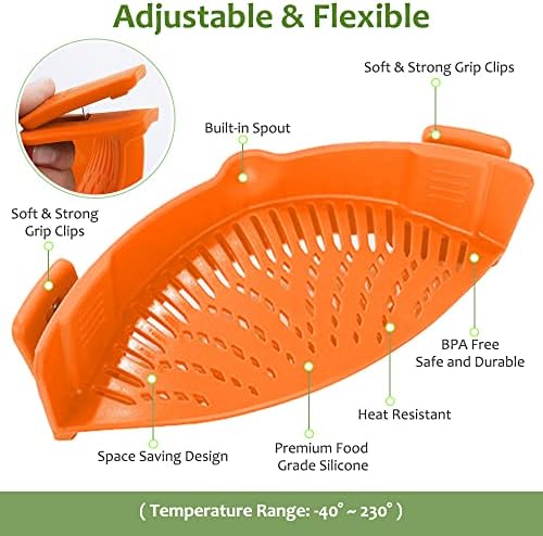 YEVIOR Clip on Strainer for Pots Pan Pasta,Silicone Food Pan Strainer - Image 2