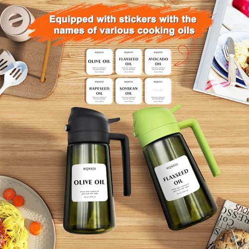 Olive Oil Sprayer for Cooking, 16oz Glass 2 in 1 Oil Dispenser Bottle - Image 2