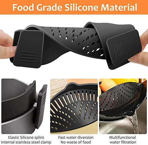 YEVIOR Clip on Strainer for Pots Pan Pasta,Silicone Food Pan Strainer - Image 4