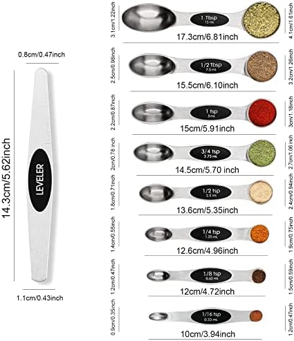 Magnetic Measuring Spoons Set Stainless Steel with Leveler-9pcs Stackable Metal Tablespoon Measure Spoon for Baking-Measuring Cups and Spoon Set Kitchen Gadgets Apartment Essentials Fits in Spice Jars - Image 2