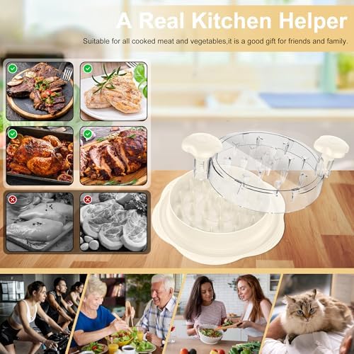 Chicken Shredder Tool Twist Large Meat Shredder with Brush&Fork, Beige - Image 5