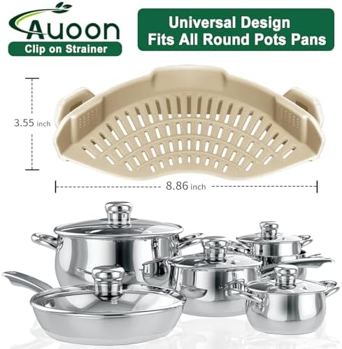 AUOON Pasta Strainer Clip on Silicone, Standard 8.86 x 3.55 in, MilkShake - Image 4