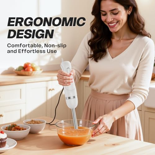 Turelar Immersion Blender Corded 400W, 2 Speed, Emulsifier, Blend, BPA-Free - Image 4
