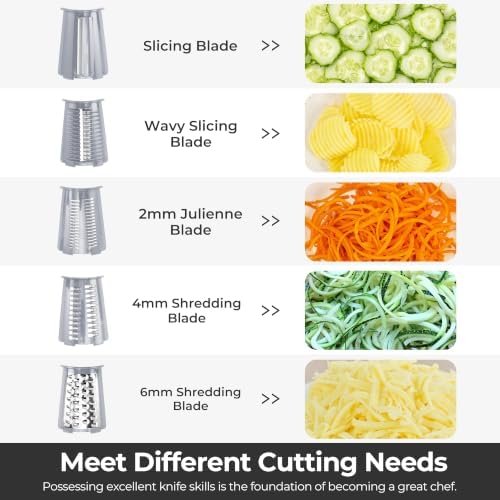 SUSTEAS Rotary Cheese Grater 5 Blades,Kitchen Mandoline Vegetable Slicer - Image 4