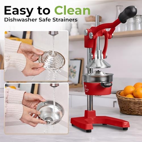 Zulay Kitchen Cast Iron Juicer, Orange Manual Juicer, Citrus Press, Red - Image 6
