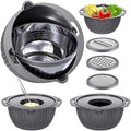 4-1 Colander with Lid Set - Rotatable Strainer With Bowl(Patented), Pasta Strainer with New Upgraded Graters, Strainer And Colanders, Fruit Cleaner, Veggie Wash, Apartment Kitchen Gadgets - Grey by Balavina