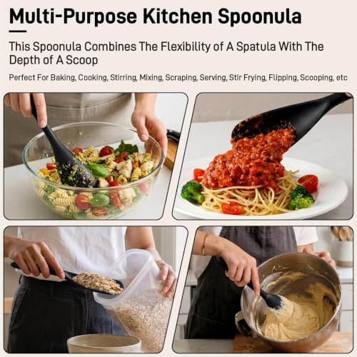3 PACK Silicone Cooking Spatula & Spoon for Nonstick Cookware - Image 5