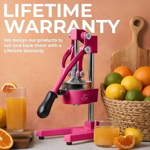 Zulay Kitchen Cast Iron Juicer, Orange Manual Juicer, Citrus Press, Magenta - Image 6