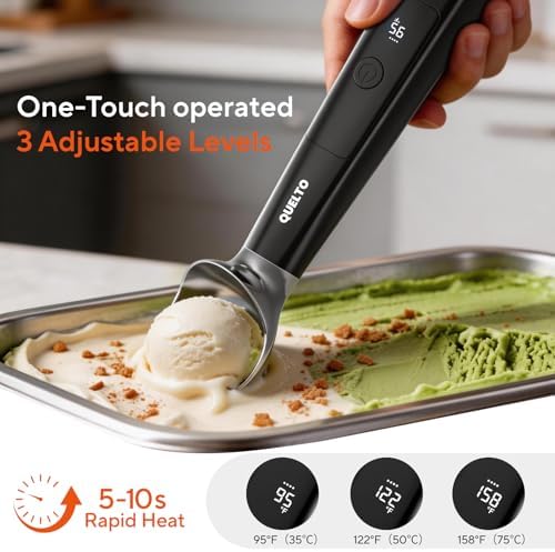 Quetlo Rechargeable Heated Ice Cream Scoop with LED Display 3 Modes Gifts - Image 4
