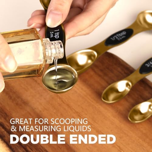 ChefAide Set of 8 Magnetic Measuring Spoons, Stainless Steel, Dual Sided - Image 5
