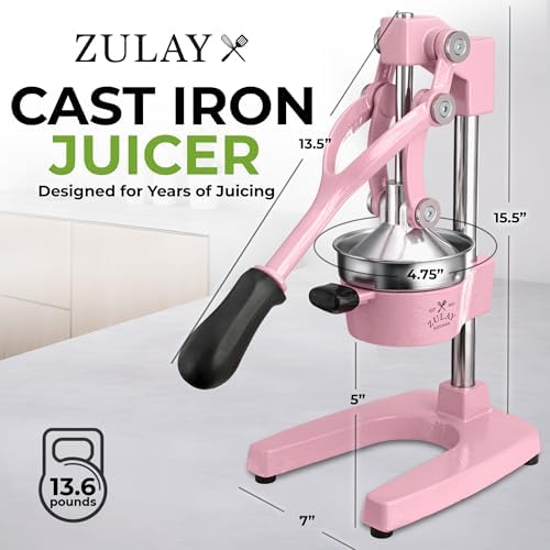 Zulay Kitchen Cast Iron Juicer, Orange Manual Juicer, Citrus Press, Rose - Image 2