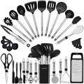 Kitchen Utensil Set-Silicone Cooking Utensils-33 Kitchen Gadgets & Spoons for Nonstick Cookware-Silicone and Stainless Steel Spatula Set-Best Kitchen Tools, Useful Pots and Pans Accessories by BESTZMWK