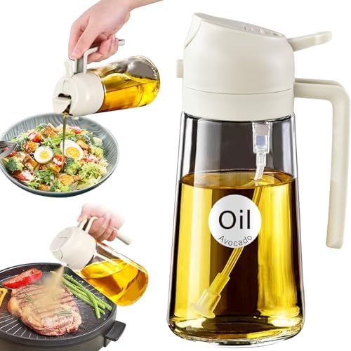 YARRAMATE 16 oz 2-in-1 Glass Olive Oil Sprayer for Cooking, Creamy White by YARRAMATE