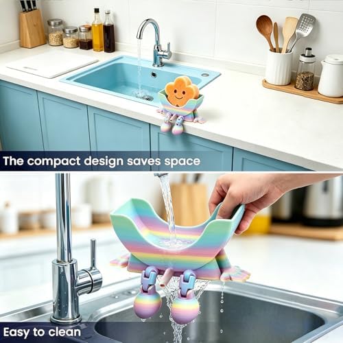 Creative Drainage Sponge Holder: Traceless Glue, 3D Printed Funny Kitchen Sink Holder, Keeps Sponge Dry – for Scrub Daddy (1, Gradient Random) - Image 3