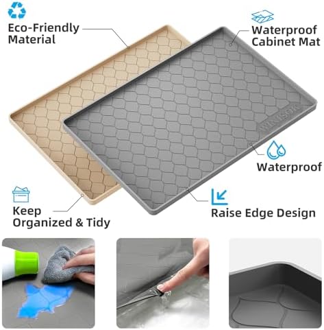 Winisok Waterproof Under Sink Mat 31" x 22", Silicone Mat, Dark Gray - Image 3