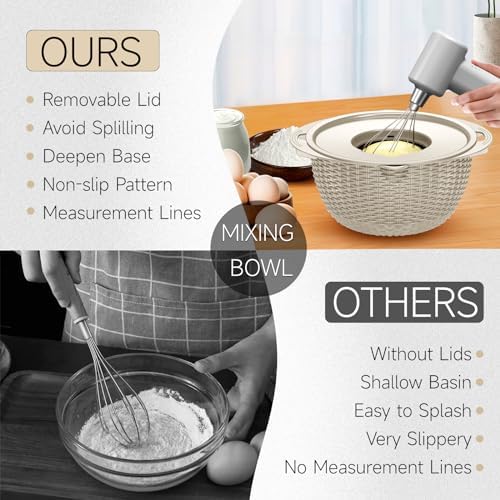 4-1 Colander with Bowl & Spoons Set - Rotatable Colander for kitchen with New Upgraded Graters, Food Strainer(Patented) for Pasta, Fruits, Vegetables, Funny Presents for Women, Beige - Image 5