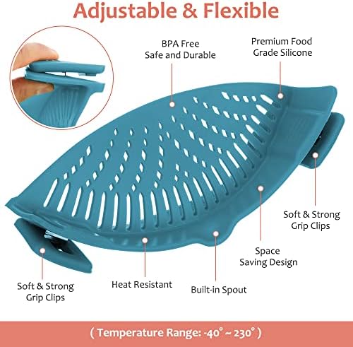 YEVIOR Clip on Strainer for Pots Pan Pasta,Silicone Food Pan Strainer - Image 2