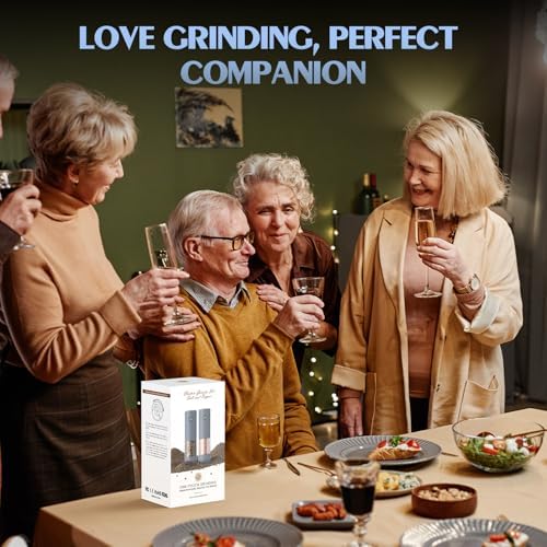 Salt and Pepper Shakers Electric Salt Pepper Grinder Set Kitchen Accessories Upgraded Larger Grey Battery Salt Pepper Grinder Shakers Cooking Birthday Gifts for Men - Image 6