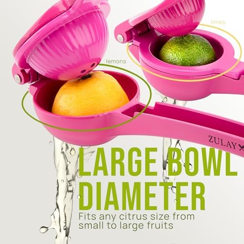 Zulay Kitchen Metal 2-in-1 Lemon Squeezer - Sturdy Max Extraction Hand Juicer Lemon Squeezer Gets Every Last Drop - Easy to Clean Manual Citrus Juicer - Easy-Use Lemon Juicer Squeezer - Dragonfruit - Image 2