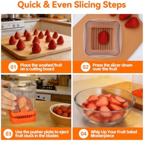 Strawberry Slicer Cup, Fruit Cutter – Quick-Slice, Meal Prep, Orange - Image 4