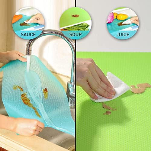 Aiosscd 15PCS Shelf Mats Refrigerator Liners Washable Refrigerator Pads Fridge Mats Drawer Placemats Home Kitchen Gadgets Accessories Organization for Top Freezer(5green+5pink+5blue) - Image 5
