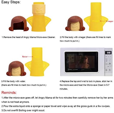 Angry Mama Microwave Cleaner, Vinegar and Water Steam Tool (Yellow) - Image 5