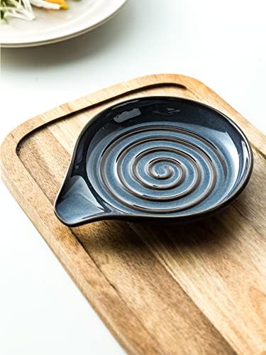 Spoon Holder, Cooking Spoon Rest for Stove Top Utensil Rest for Spoons, Ladles, Tongs, Spatula, Large Spoon Holder with Handle for Easy Grip Framhouse Decor Cute Kitchen Gadget, Gray and Blue - Image 6