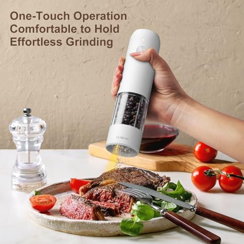 Ultrean Electric Salt and Pepper Grinder Set, Rechargeable,White - Image 2